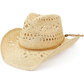 Straw Cowboy Hats Cowgirl Hat Foldable Wide Brim Cowboy Hat for Women/Men Travel Vacation Beach Sun Hats in Saudi Arabia