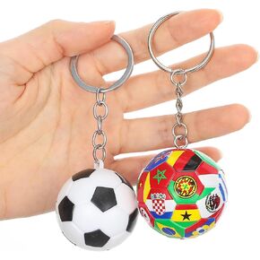 Amaxiu 2PCS Soccer Keychains World Cup Keychain 2026, Mini World Cup Ball Keychain for Backpack, Soccer Ball Keychains for Men Football Keychain's Set with National Flags Soccer's Gifts for Men in Kuwait