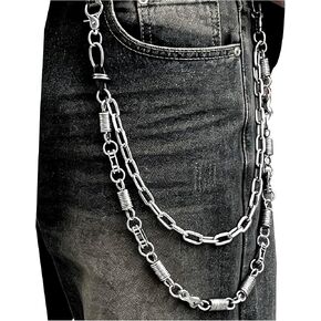 Double-Layer Spring Motorcycle Wallet Chain Biker Pant Chains- Western Cowboy Style for Men & Women | Heavy Metal Jean Accessories (Western Cowboy Style) in Saudi Arabia
