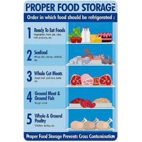 Aluminum Sign 12 X 8 Inch - Infographic Proper Food Storage Food Safety Guide Poster The Health And Nutrition Guidelines Are Applicable To Home, Living Room, Kitchen, And Dining Room Wall Decorations3 in Saudi Arabia