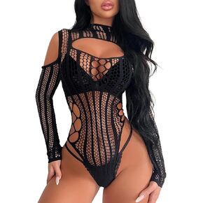 Woman Bodysuit One Piece Babydoll Mesh Top Shirts Lingerie Bodys Rave Outfits in Saudi Arabia