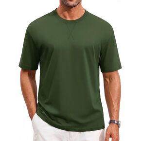 Cotrasen Men's T Shirts Cotton Drop Shoulder Short Sleeve Shirts Casual Soft Comfort Loose Fit Mens Summer Tee Shirts in Saudi Arabia