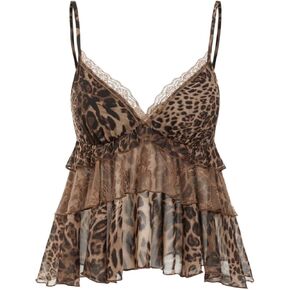 Women's Polka Dot Babydoll Tops Y2K Lace Mesh Cami Sleeveless Spaghetti Strap Camisole Babydoll Tops Gothic in Kuwait