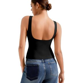 Built in Bra Tank Tops for Women Open Back Boat Neck Sleeveless Tops Y2K Double Lined Basic Going Out Top in Saudi Arabia
