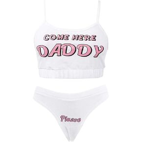 Women Sexy Valentines Day Lingerie Set Strappy 2PCS Slutty Underwear Crop Tops and Bottom Pajamas Sleepwear in Saudi Arabia