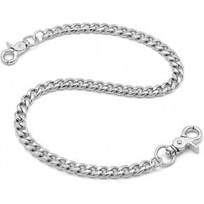 Chedin Heavy Duty Silver Chain Belt for Men, Stainless Steel Waist Chain for Wallet & Pants, Punk Hip Hop Biker Jean Chain with Secure Clasp, Chains for Keys Wallets in Saudi Arabia