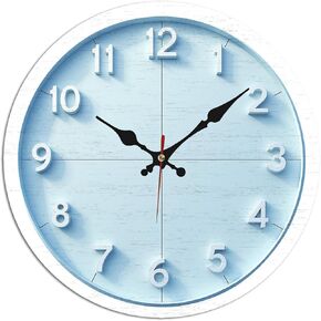 Light Blue Minimalist Number Wall Clock - 10 Inch Silent Non-Ticking Decorative Clock - Modern Decor for Living Room Bedroom Kitchen in Kuwait
