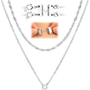 Layered Cross Necklace for Women with Magnetic Clasp, 14K Gold Plated/Sliver Color Non Tarnish Paperclip Chain Stack, Trendy Stackable Choker Jewelry, Valentines Day Birthday Gifts for Wife Girlfriend in Saudi Arabia
