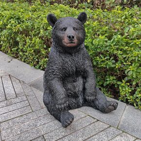 HI-LINE Onyx Guardian: Majestic Black Polyresin Sitting Bear Figurine in Saudi Arabia