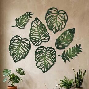 houlishu 7 Pcs Palm Leaf Wall Decor - Wooden 3D Tropical Boho Wall Art for Living Room Bedroom Kitchen Garden Farmhouse in Saudi Arabia