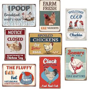 Funny Chicken Coop Decor, 8PCS Metal Chicken Coop Signs Accessories Outdoor, Farm House Personalized Gifts for Yard Fence Decor 12x8 Inches in Saudi Arabia