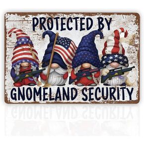 Funny Vintage Metal Tin Signs, America Gnomes, Gnomeland Security, Usa Gnomes, Gnome Lover Gift, Christmas Gifts, Housewarming Gift, Vintage Metal Tin Wall Art Sign, Yard Decor Sign in Saudi Arabia