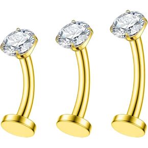 XUU Floating Belly Button Rings 14G ASTM F136 Titanium, 3Pcs Flat Navel Jewelry (8/10/12mm), Medical Safe Piercing Kit for Women, Prong-Set CZ Tops 4mm/5mm, 4 Colors in Saudi Arabia