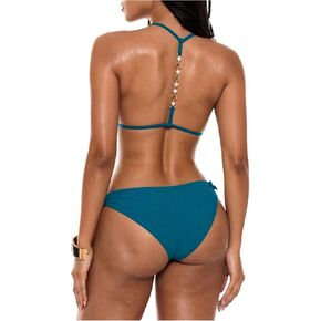 RoseSeek Women's 2 Piece Bikini Sets Pearl Chain Back Halter Bras and Thongs Chic Elegant Swimsuits in Saudi Arabia