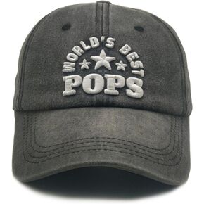 World's Best Pop Pop Pops Hat for Grandpa Uncle, Adjustable Embroidered Cotton Baseball Cap Black in Saudi Arabia