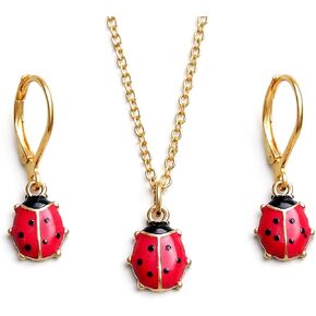 Ladybug Necklace and Earrings Set Cute Ladybug Jewelry Insect Pendant Necklace for Women Nature Bug Accessories Gifts in Saudi Arabia
