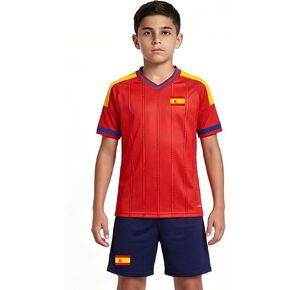 2026 Kid's Spain Flag Soccer Jersey Football Uniform Full Kit in Kuwait