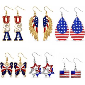 4th of July Earrings for Women American Flag Dangle Earring Patriotic Earrings USA Independence Day Jewelry 4th of July Accessories Red White Blue Gifts 250 Anniversary America Celebration in Saudi Arabia