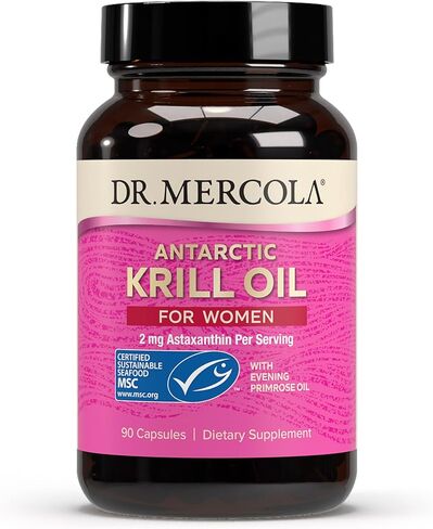 Dr. Mercola, Antarctic Krill Oil for Women with Evening Primrose Oil, 90 Servings (270 Capsules),Source of Omega 3 Fatty Acids, MSC Certified, Non GMO, Soy-Free, Gluten Free in Kuwait