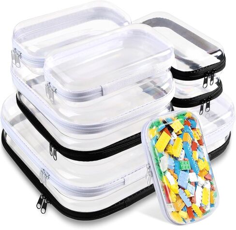 8PCS Extra Large 14.2" Clear Hard Shell Zipper Case : Clear Zipper Pouches Waterproof Lightweight Plastic Organizer Makeup Bag Organizer Hard Toy Storage Travel Pouches (4S+2M+2L) in Saudi Arabia