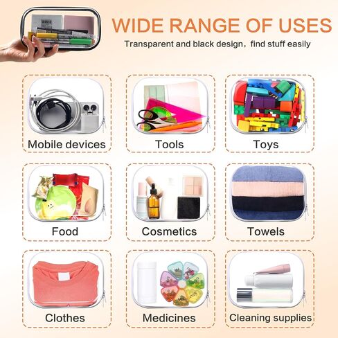 8PCS Extra Large 14.2" Clear Hard Shell Zipper Case : Clear Zipper Pouches Waterproof Lightweight Plastic Organizer Makeup Bag Organizer Hard Toy Storage Travel Pouches (4S+2M+2L) in Saudi Arabia