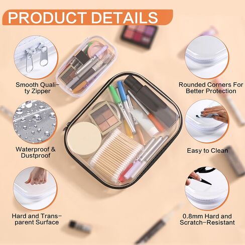 8PCS Extra Large 14.2" Clear Hard Shell Zipper Case : Clear Zipper Pouches Waterproof Lightweight Plastic Organizer Makeup Bag Organizer Hard Toy Storage Travel Pouches (4S+2M+2L) in Saudi Arabia