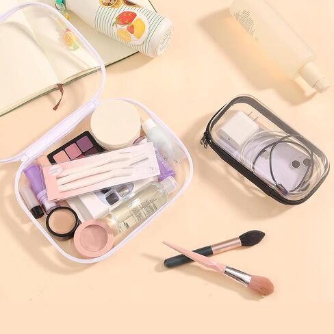 8PCS Extra Large 14.2" Clear Hard Shell Zipper Case : Clear Zipper Pouches Waterproof Lightweight Plastic Organizer Makeup Bag Organizer Hard Toy Storage Travel Pouches (4S+2M+2L) in Saudi Arabia