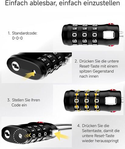 LUGGEX TSA Locks for Luggage, Luggage Locks, Suitcase Locks TSA Approved | Travel Locks, Gift Box, Ease of Use & Durable (Black, 4 Pack) in Saudi Arabia