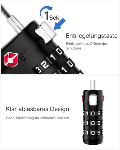LUGGEX TSA Locks for Luggage, Luggage Locks, Suitcase Locks TSA Approved | Travel Locks, Gift Box, Ease of Use & Durable (Black, 4 Pack) in Saudi Arabia