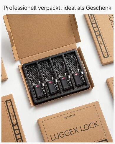 LUGGEX TSA Locks for Luggage, Luggage Locks, Suitcase Locks TSA Approved | Travel Locks, Gift Box, Ease of Use & Durable (Black, 4 Pack) in Saudi Arabia