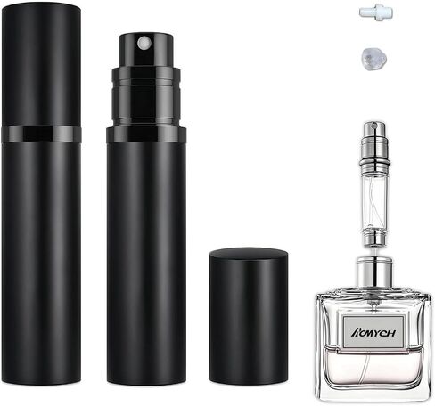 2PCS Perfume Travel Refillable Bottle, Bottom-Filling Fragrances Perfume Atomizer, Empty Mini Cologne Dispenser, Portable Sprayer Pocket Size for On the Go 5ml (Black & Gray) in Saudi Arabia