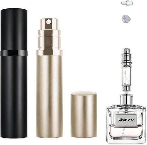 2PCS Perfume Travel Refillable Bottle, Bottom-Filling Fragrances Perfume Atomizer, Empty Mini Cologne Dispenser, Portable Sprayer Pocket Size for On the Go 5ml (Black & Gray) in Saudi Arabia