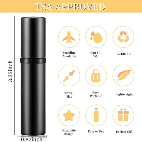 2PCS Perfume Travel Refillable Bottle, Bottom-Filling Fragrances Perfume Atomizer, Empty Mini Cologne Dispenser, Portable Sprayer Pocket Size for On the Go 5ml (Black & Gray) in Saudi Arabia
