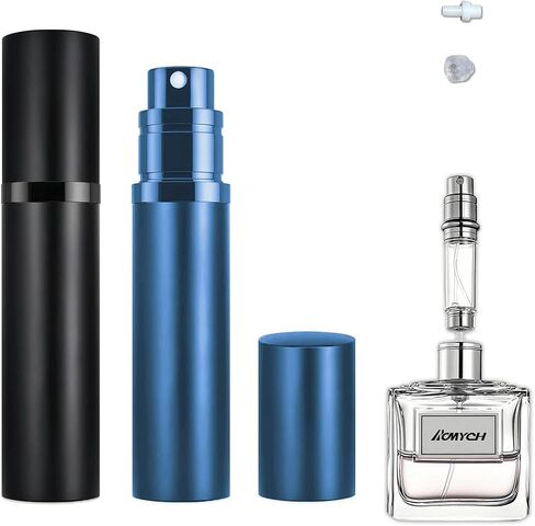 2PCS Perfume Travel Refillable Bottle, Bottom-Filling Fragrances Perfume Atomizer, Empty Mini Cologne Dispenser, Portable Sprayer Pocket Size for On the Go 5ml (Black & Gray) in Saudi Arabia