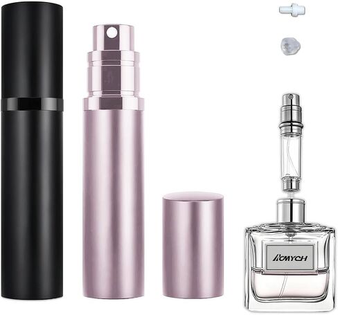 2PCS Perfume Travel Refillable Bottle, Bottom-Filling Fragrances Perfume Atomizer, Empty Mini Cologne Dispenser, Portable Sprayer Pocket Size for On the Go 5ml (Black & Gray) in Saudi Arabia