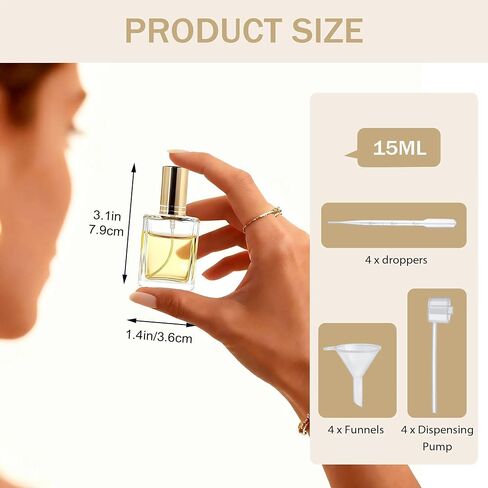 YU FENG 20-Pack Refillable Clear Glass Perfume Bottles – 15ml Fine Mist Spray Atomizers with Gold Caps – Portable Bottles for Fragrance and Body Mist in Kuwait