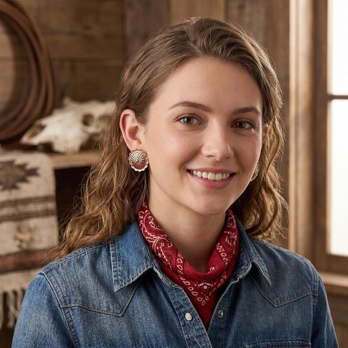 Western Concho Earrings for Women Vintage Silver Gold Copper Jewelry Rodeo Accessories for Women Country Concert Outfits Western Outfit in Saudi Arabia