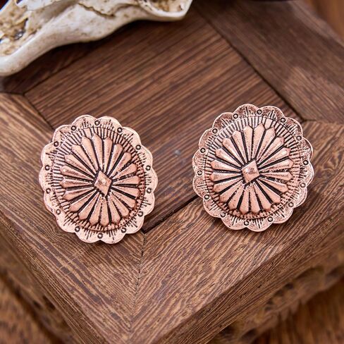 Western Concho Earrings for Women Vintage Silver Gold Copper Jewelry Rodeo Accessories for Women Country Concert Outfits Western Outfit in Saudi Arabia