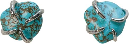 Turquoise Gemstone Stud Earrings, Natural Turquoise, Turquoise Jewelry, 18K Gold or Silver Plated, Push Back Closure, Stone Earrings, Blue Earrings, Raw Crystal Earrings in Kuwait