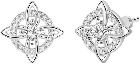 Celtic Knot Stud Earrings for Women Good Luck Irish Knot Elegant Imitation Cubic Zirconia Crystal Wicca Cartilage Piercing Studs Triquetra Trendy Dainty Protection Jewelry in Kuwait