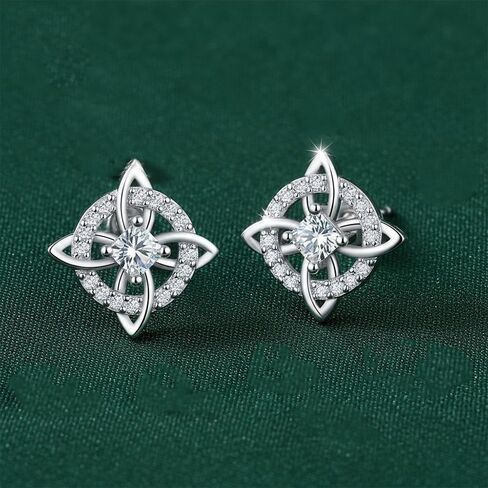 Celtic Knot Stud Earrings for Women Good Luck Irish Knot Elegant Imitation Cubic Zirconia Crystal Wicca Cartilage Piercing Studs Triquetra Trendy Dainty Protection Jewelry in Kuwait