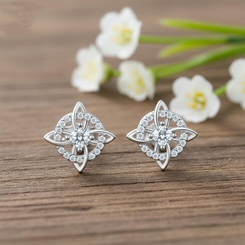 Celtic Knot Stud Earrings for Women Good Luck Irish Knot Elegant Imitation Cubic Zirconia Crystal Wicca Cartilage Piercing Studs Triquetra Trendy Dainty Protection Jewelry in Kuwait