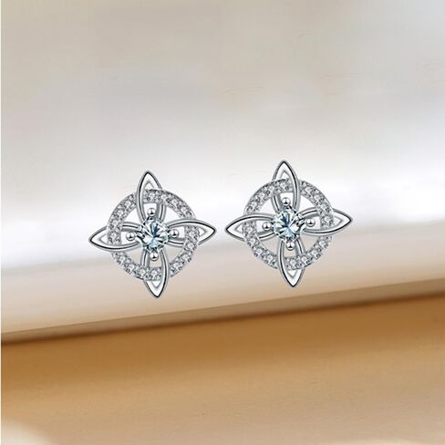 Celtic Knot Stud Earrings for Women Good Luck Irish Knot Elegant Imitation Cubic Zirconia Crystal Wicca Cartilage Piercing Studs Triquetra Trendy Dainty Protection Jewelry in Kuwait