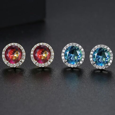 Chic Round Tourmaline Stud Earrings for Women in 14K Gold Studs with Moissanite in Saudi Arabia