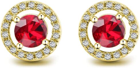 Chic Round Tourmaline Stud Earrings for Women in 14K Gold Studs with Moissanite in Saudi Arabia