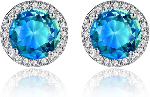 Chic Round Tourmaline Stud Earrings for Women in 14K Gold Studs with Moissanite in Saudi Arabia