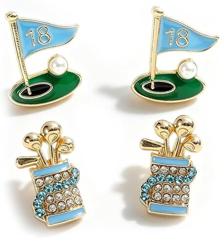 2 Pairs of Golf Earrings Set for Women, Fashion Sports Studs Stackable Jewelry Set, Golf Earrings Game Day Accessories Golf Jewelry Gifts in Saudi Arabia