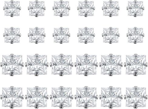 12 Pairs CZ Studs Earrings Silver Sparkling Rhinestones Studs (5mm, 8mm) | CZ Studs Earrings Sparkling Rhinestones in Saudi Arabia