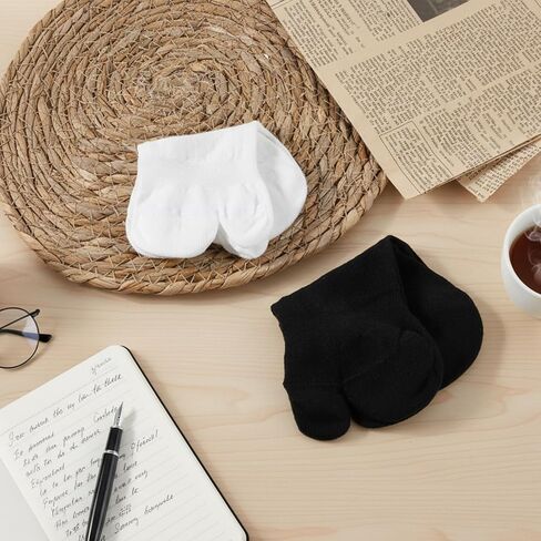 4 Pairs No Show Tabi Socks for Women, No Show Socks Split Two Toe Flip Flop Sock for Sneakers Loafers Sandals Low Cut Sock for Men Women Unisex (Black&White) in Kuwait