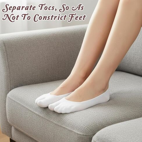 4 Pairs No Show Tabi Socks for Women, No Show Socks Split Two Toe Flip Flop Sock for Sneakers Loafers Sandals Low Cut Sock for Men Women Unisex (Black&White) in Kuwait